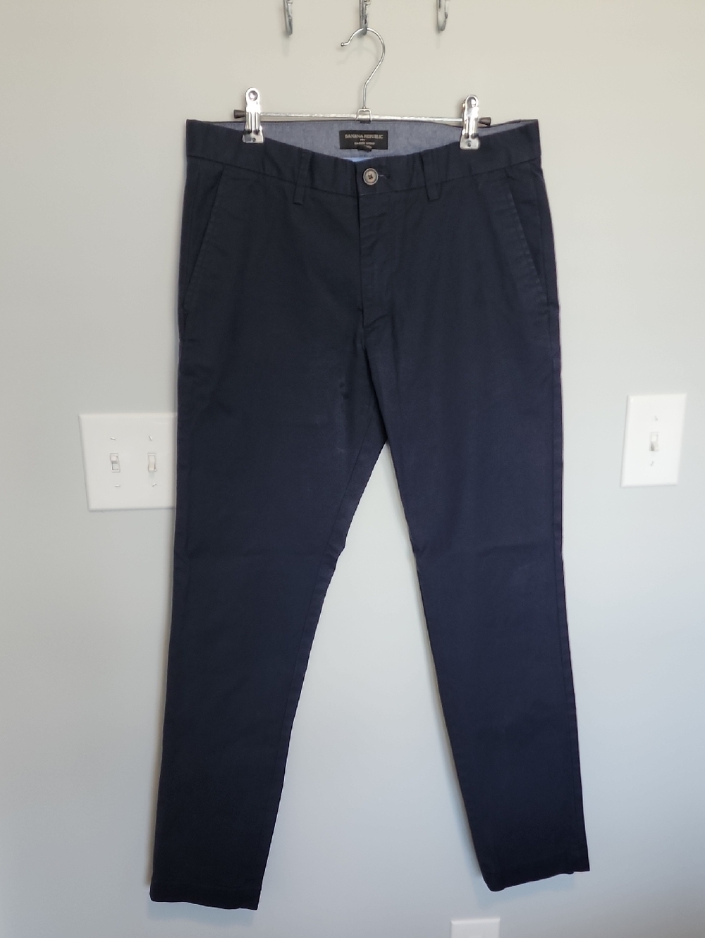 Banana Republic Mason Stretch Chino Pants Navy Blue Mens 31x32 Flat Front